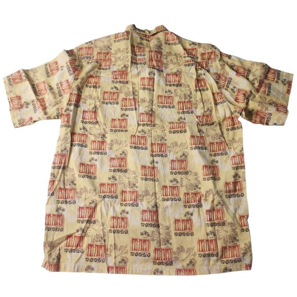 Columbia Mens Hawaiian Shirt Yellow Surf Boards Hibiscus Floral Print Size M - Picture 2 of 6